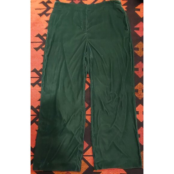 Lauren Conrad Green Velvet Pants Size 16 With Zipper Closure & Stretch Waistband - Picture 1 of 11